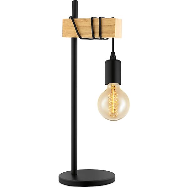 EGLO Tischleuchte TOWNSHEND Tischlampe, Holz, Stahl, Retro, Industrial, Wic günstig online kaufen