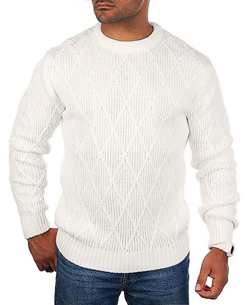 CARISMA Strickpullover Herren mit Rauten Karo retro Strickmuster Uni Rundha günstig online kaufen