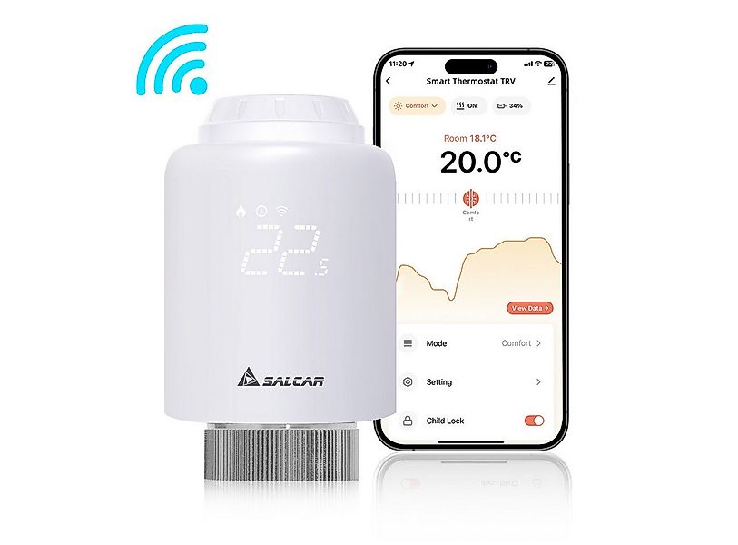 Salcar Heizkörperthermostat Smartes WiFi Heizungsthermostat, (3 St) günstig online kaufen