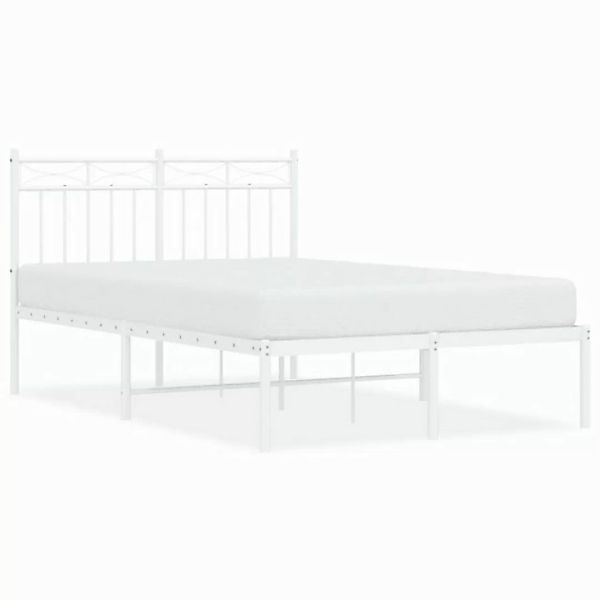 vidaXL Bettgestell Bettrahmen mit Kopfteil Metall Weiß 120x200 cm Bett Bett günstig online kaufen