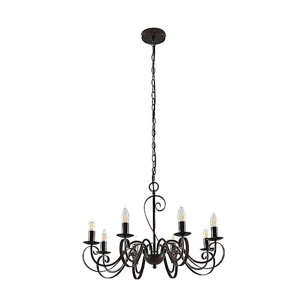 Lucande Kronleuchter Caleb 9620534 Landhaus Vintage Rustikal in Braun aus M günstig online kaufen