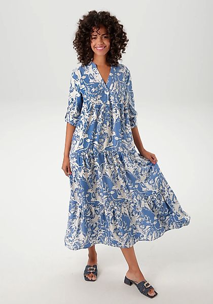 Aniston CASUAL Maxikleid, mit großflächigem. grafischen Blumendruck günstig online kaufen