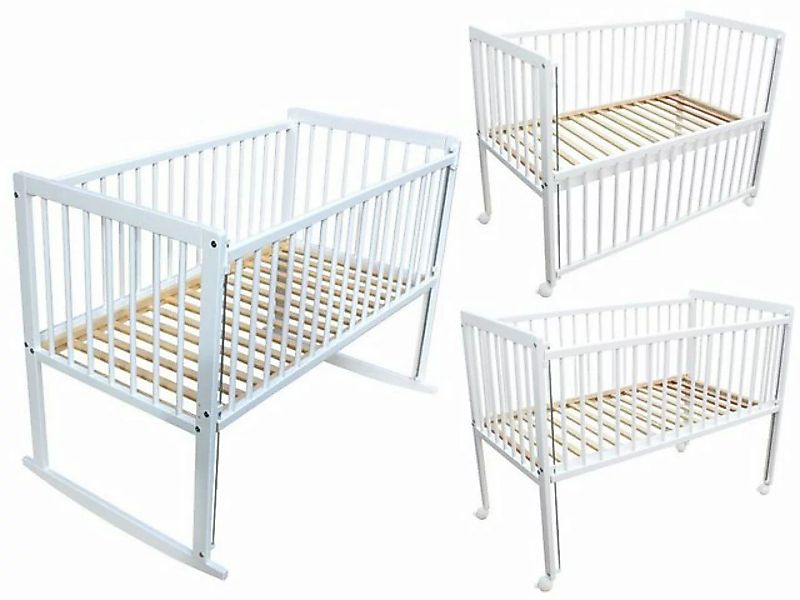 Micoland Beistellbett Kinderbett / Beistellbett / Wiege 3in1 120x60cm weiß günstig online kaufen