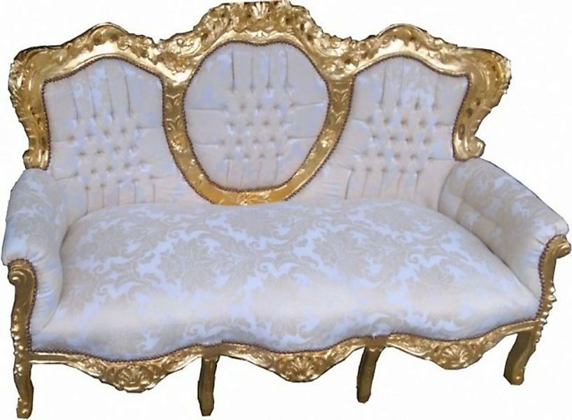 Casa Padrino 3-Sitzer Barock 3-er Sofa "King" Creme Muster / Gold - Möbel B günstig online kaufen