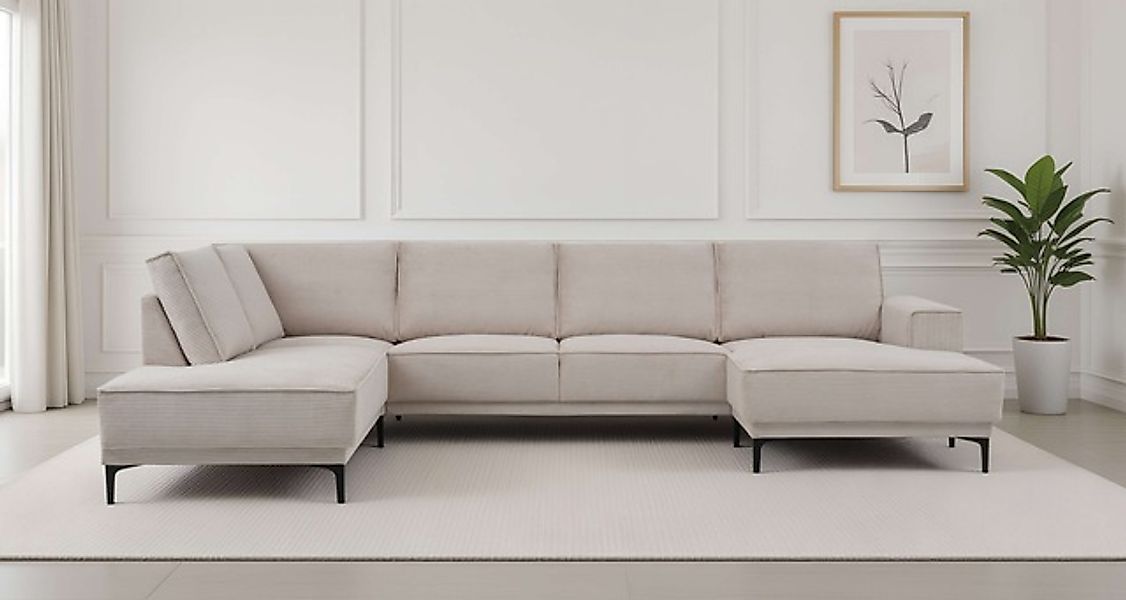 PLACES OF STYLE Wohnlandschaft »XXL Sofa Oland, Struktur, Flachgewebe, Luxu günstig online kaufen