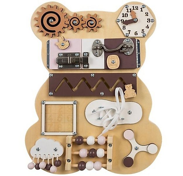 KRUZZEL Motorikbrett Manipulationstafel 10 in 1 Teddybär, (Spar-Set, 1-tlg) günstig online kaufen