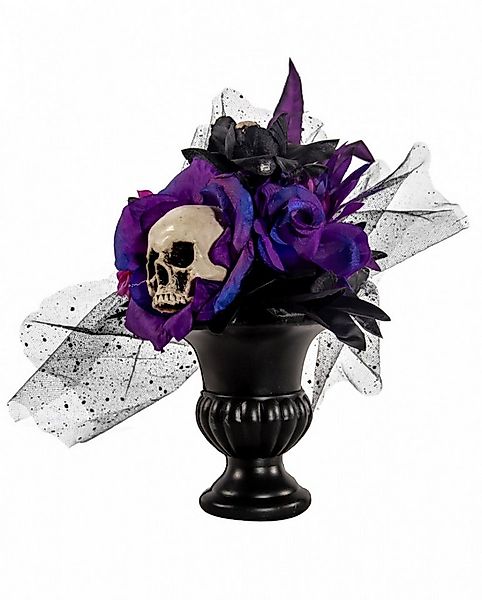 Horror-Shop Dekofigur Gothic Blumenvase mit Violett-Schwarzen Rosen und günstig online kaufen