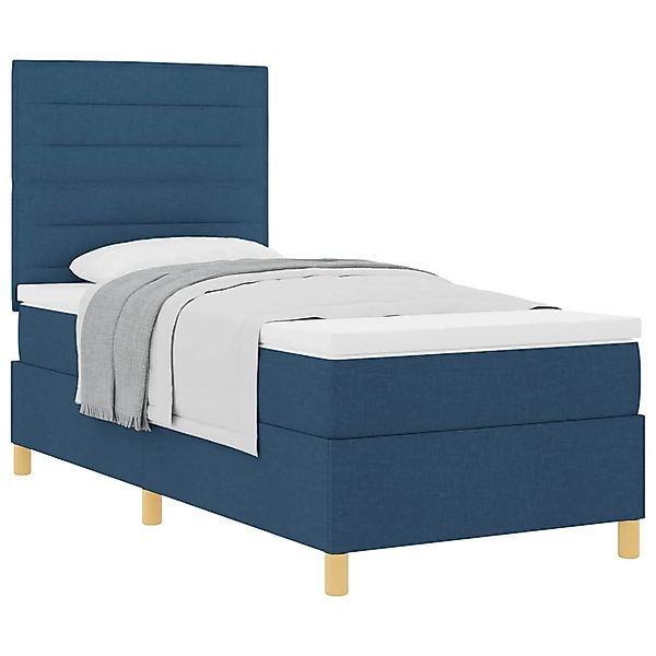vidaXL Boxspringbett mit Matratze mit Kopfteil Blau 80 x 200 cm Stoff 33395 günstig online kaufen