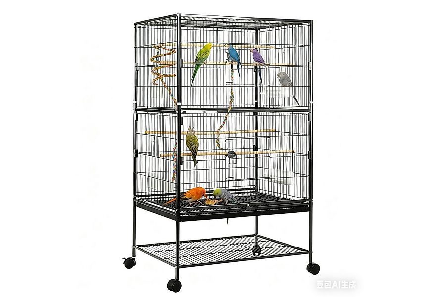 TLGREEN Vogelkäfig, Vogelvoliere groß, 132 x 78 x 52 cm, Vogelbauer mit Rol günstig online kaufen