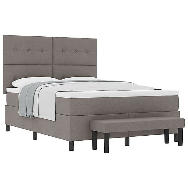 vidaXL Bett Boxspringbett mit Matratze & Bank Taupe 140x200 cm Stoff (2-tlg günstig online kaufen