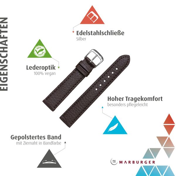 MARBURGER Uhrenarmband 20mm Kunststoff Vegan Braun günstig online kaufen