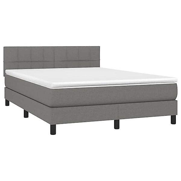 vidaXL Boxspringbett mit Matratze & LED Dunkelgrau 140x200 cm Stoff 3133158 günstig online kaufen