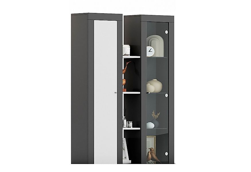 xonox.home Stauraumvitrine Aufsatzvitrinen in weiß/ athrazit grau B/H/T: 10 günstig online kaufen