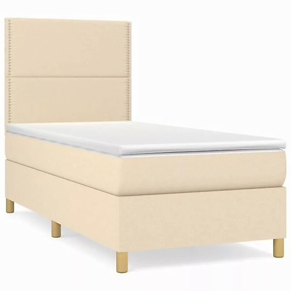 vidaXL Boxspringbett Boxspringbett mit Matratze Creme 90x200 cm Stoff Bett günstig online kaufen