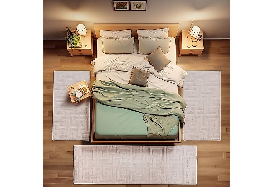 Carpettex Kurzflor-Bettumrandung Geometrisch Design, Höhe 12 mm, (Bett-Set, günstig online kaufen