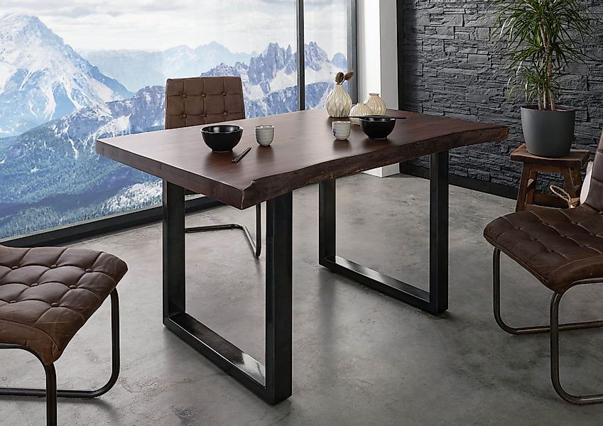 Massivmoebel24 Baumkantentisch FREEFORM (Baumtisch Akazie 140x90x77 günstig online kaufen