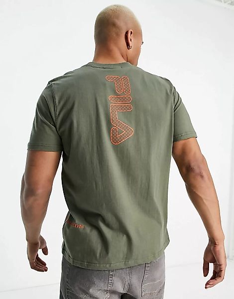Fila –Deckhand – T-Shirt mit Logo und Rückenprint in Olivgrün günstig online kaufen