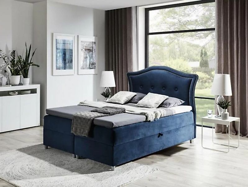 JVmoebel Bett, Stoff Boxspringbett Textil Design Doppel Hotel Modern Bett günstig online kaufen