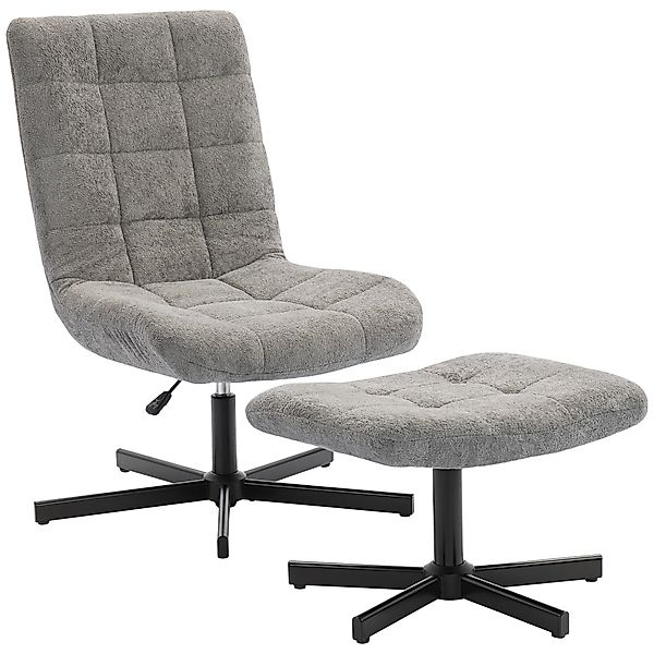 HOMCOM Relaxsessel mit Fußhocker, drehbar 360°, Velours, höhenverstellbar, günstig online kaufen