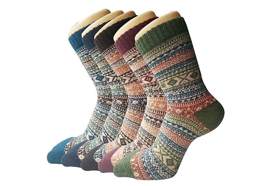 FOUORTUNATE-BEE Thermosocken 5 Paar Damen-Winterstrümpfe mit Vintage-Design günstig online kaufen