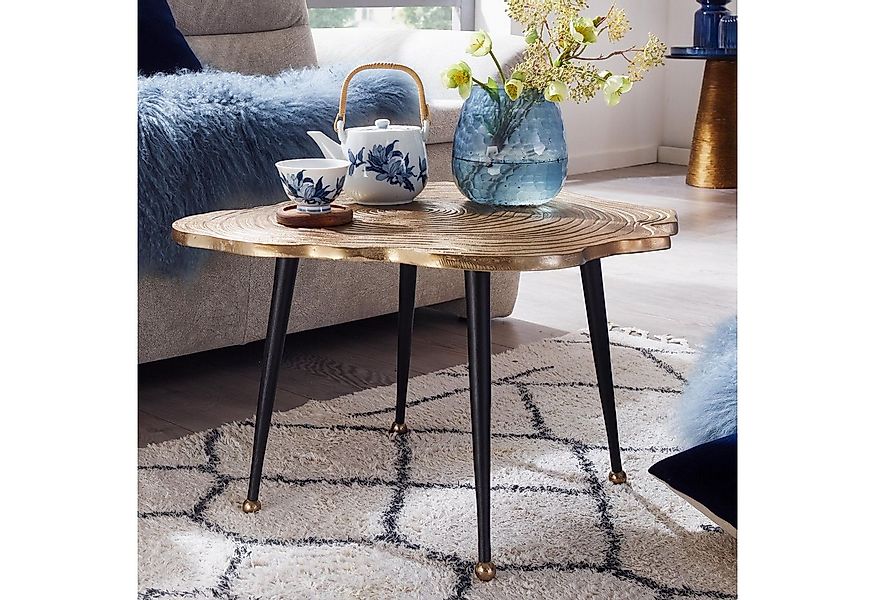 FINEBUY Couchtisch FB82258 Sofatisch Baumscheibe Metall 64x64x37 Tisch Wohn günstig online kaufen