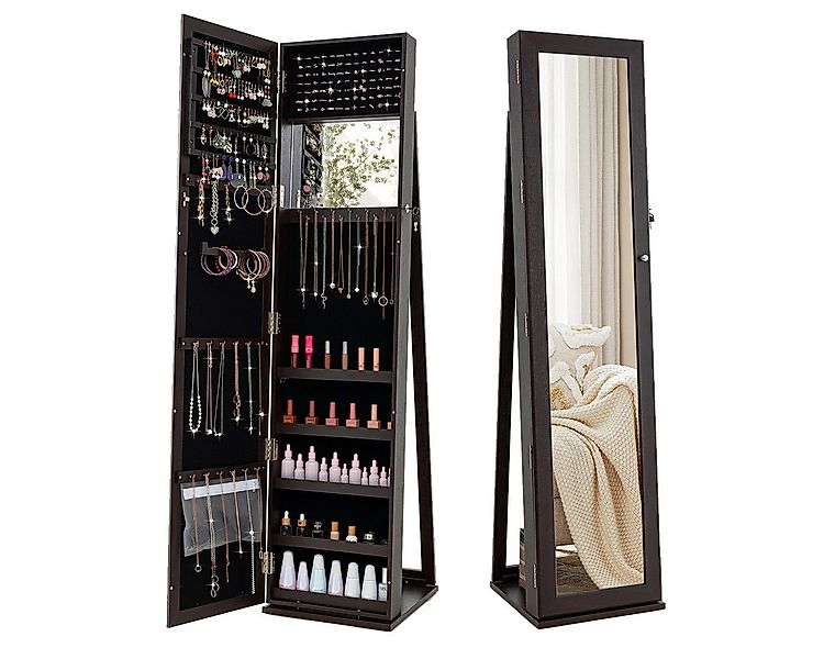 COSTWAY Schmuckschrank mit Ganzkörperspiegel,stehend,abschließbar,weiß günstig online kaufen