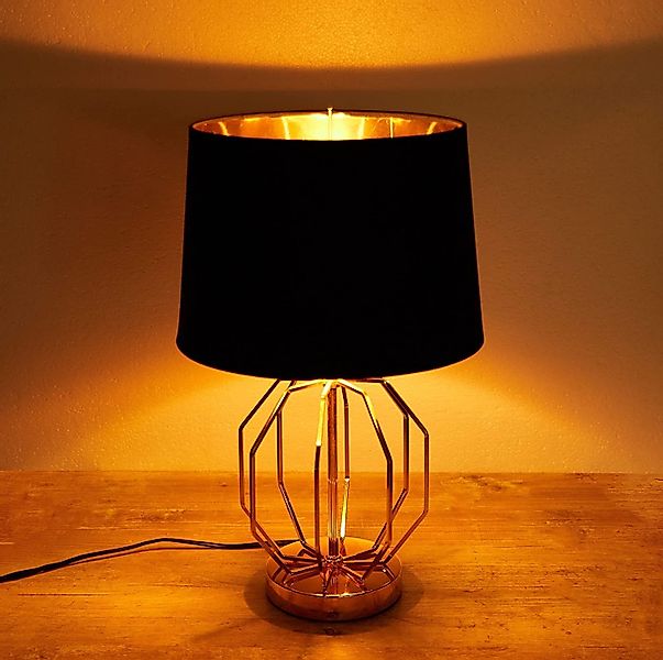 BRUBAKER Nachttischlampe Vintage Tischlampe Gold Gitter günstig online kaufen