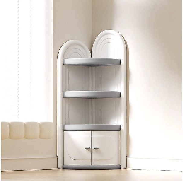 habeig Kinderregal Eckschrank für Kinderzimmer, Weiß-Grau, 138cm Höhe, Türe günstig online kaufen