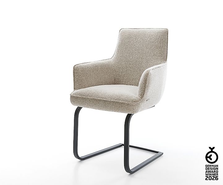 Freischwinger Heira-Flex mit Armlehnen Webstoff Soft Beige Freischwinger fl günstig online kaufen