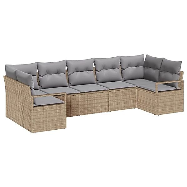 vidaXL Garten-Sofa-Set 7-Tlg Beige Poly Rattan 3346530 günstig online kaufen