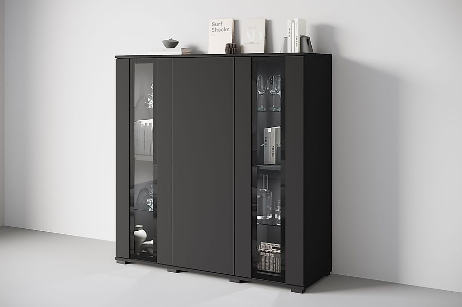 INOSIGN Highboard "Caro, modernes Design mit Glaseinsätzen, Breite 120 cm" günstig online kaufen