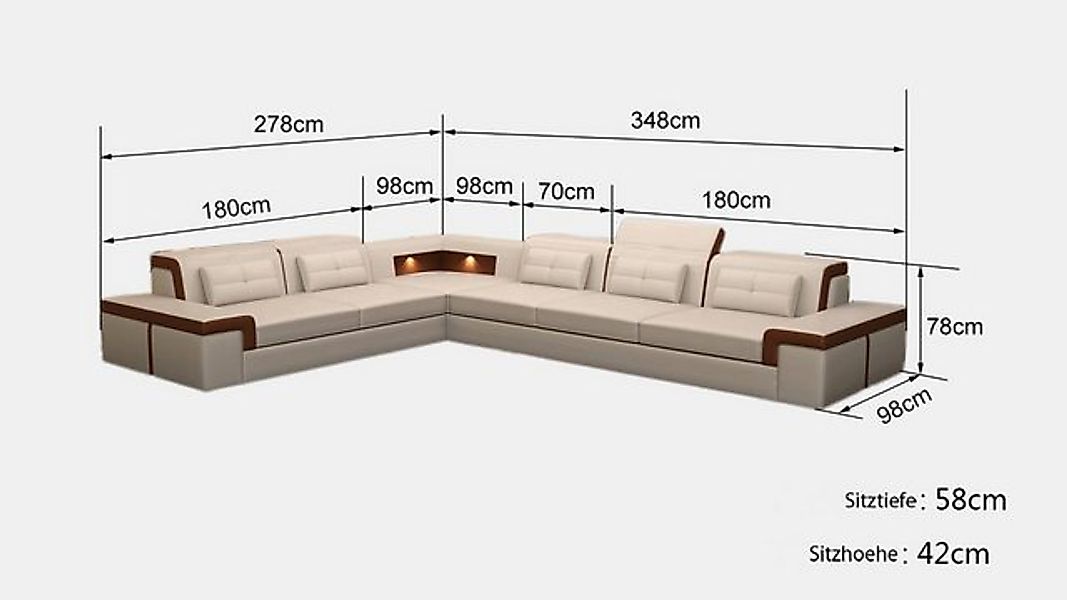 Xlmoebel Sofa Modernes Ecksofa aus Leder für das Wohnzimmer - Eckcouch mit, günstig online kaufen