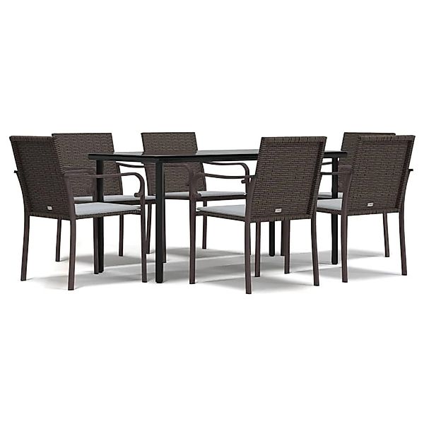 vidaXL 7-Tlg Garten-Essgruppe mit Kissen Poly Rattan und Stahl 3186962 günstig online kaufen