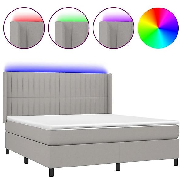 vidaXL Boxspringbett mit Matratze & LED Hellgrau 160x200 cm Stoff 3138485 günstig online kaufen