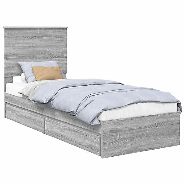 vidaXL Stauraumbett Grau Sonoma 75 x 190 cm Holzwerkstoff 3411262 günstig online kaufen