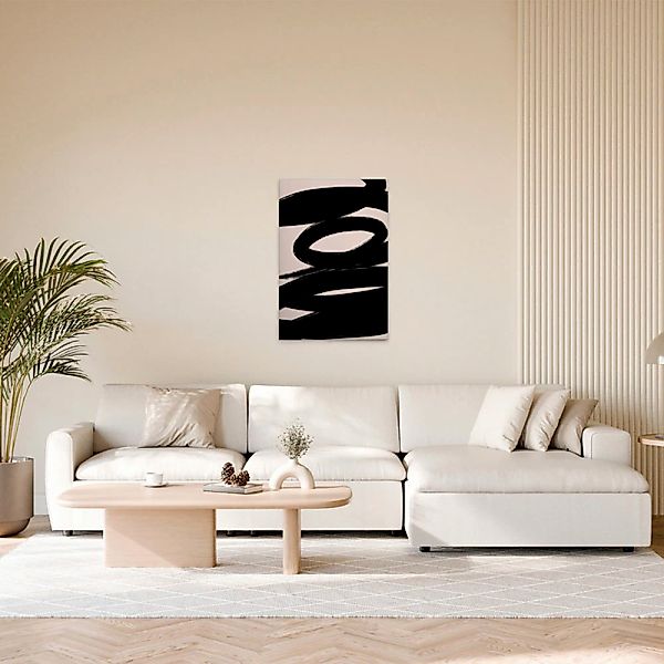 A.S. Création Leinwandbild "Brushstroke 1 - Wandbild Creme Schwarz Keilrahm günstig online kaufen