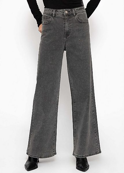 SASSYCLASSY 5-Pocket-Jeans Wide Leg Jeans mit Strasssteinen für Damen günstig online kaufen