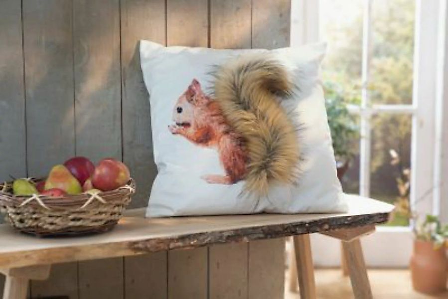 HOME Living Kissenhülle SPAR-SET 2x Eichhörnchen Kissenhüllen weiß Gr. one günstig online kaufen