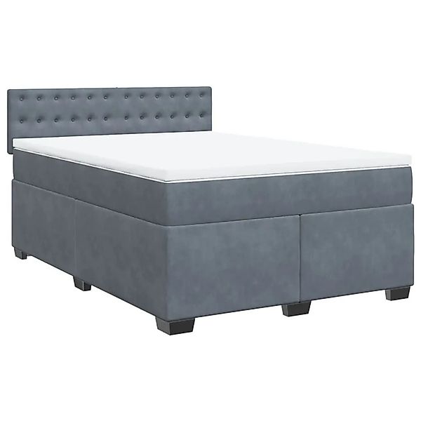 vidaXL Boxspringbett mit Matratze Dunkelgrau 140x190 cm Samt 3286319 günstig online kaufen