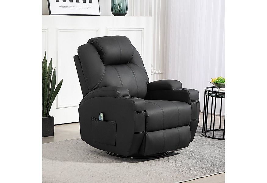 HOMCOM Massagesessel mit Fernbedienung, Drehbarer Fernsehsessel mit Liegefu günstig online kaufen