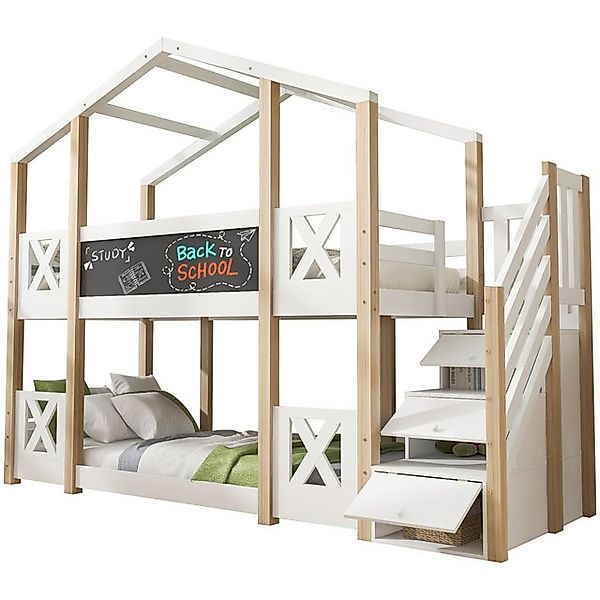 OKWISH Etagenbett Baumhaus mit Speicherung und Rausfallschutz 90 x 200 cm ( günstig online kaufen