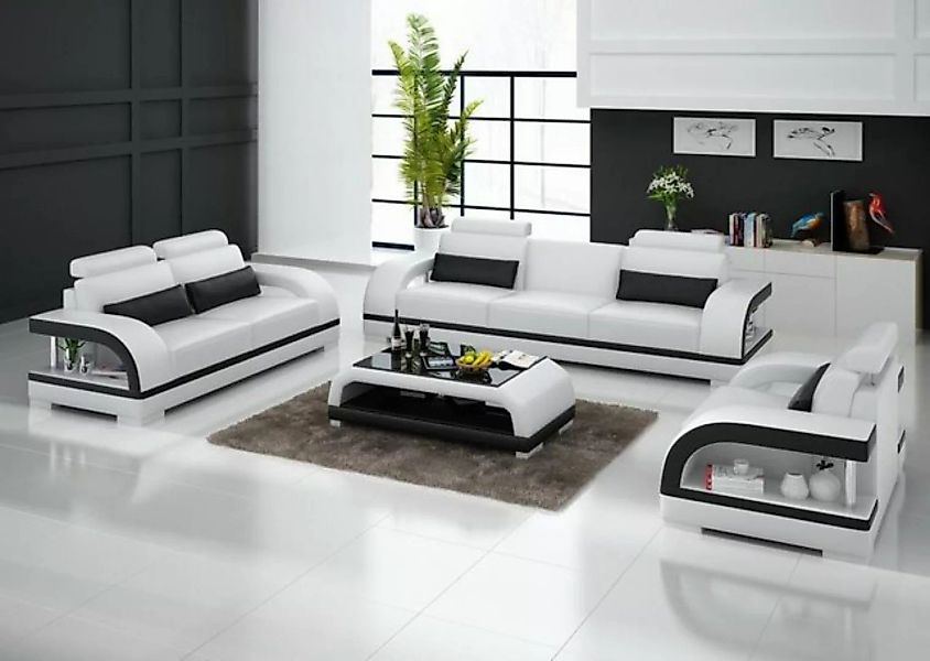 JVmoebel Sofa Luxuriöse weiße Sofagarnitur Leder Polstermöbel 3+2 Set Neu, günstig online kaufen