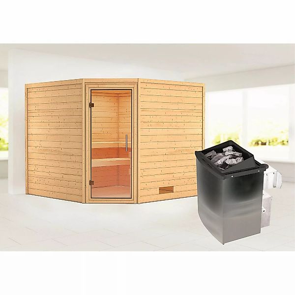 Karibu Sauna Leona 2 mit Ofen intergrierte Stg.Natur günstig online kaufen