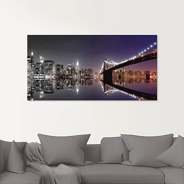Artland Glasbild "New York Skyline nächtliche Reflektion" Amerika 1 Stk. tl günstig online kaufen