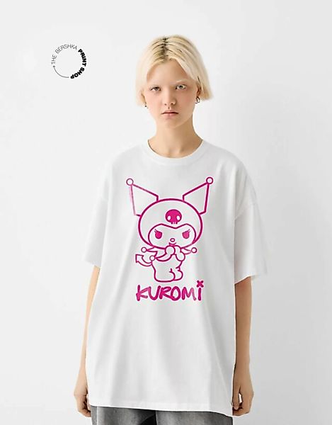 Bershka T-Shirt Kuromi Im Boxy-Fit Mit Kurzen Ärmeln Damen S Weiss günstig online kaufen