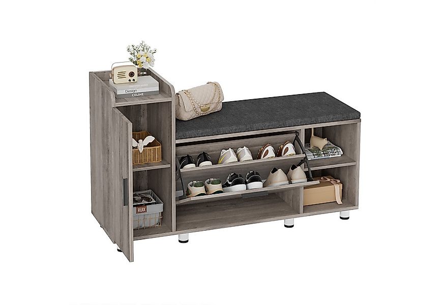 FiveWillowise Schuhschrank mit Sitzfläche & Stauraum, 105×34×67 cm, 3 Klapp günstig online kaufen