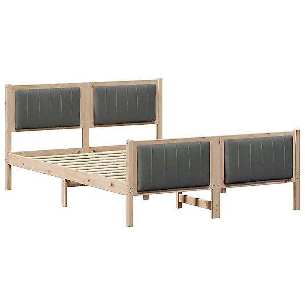vidaXL Bettgestell Braun und Dunkelgrau 135 x 190 cm Massivholz Kiefer 8784 günstig online kaufen