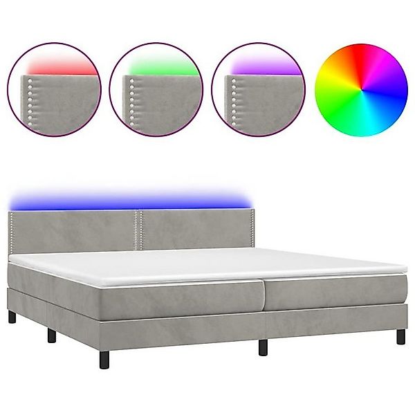 vidaXL Boxspringbett Boxspringbett mit Matratze LED Hellgrau 200x200 cm Sam günstig online kaufen