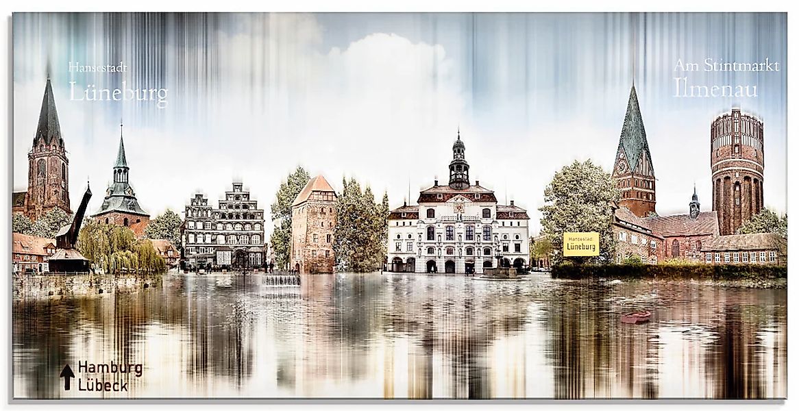 Artland Glasbild "Lüneburg Skyline Abstrakte Collage", Deutschland, (1 St.) günstig online kaufen