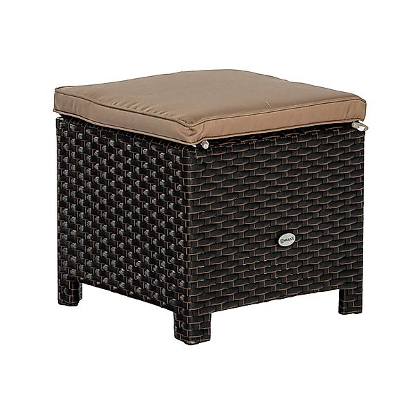 Merxx Salerno Gartenhocker 40 x 40 cm Braun Stahl Kunststoffgeflecht günstig online kaufen